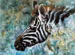 Porcelain painting of zebra by porcelain artist, B.A.Eberly