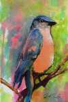 "Bluebird at Sunset" an original watercolor by artist, Bonny A. Eberly
