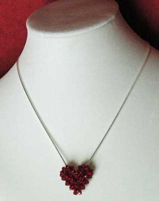 Swarovski crystal heart necklace by porcelain and jewelry artist, B.A.Eberly