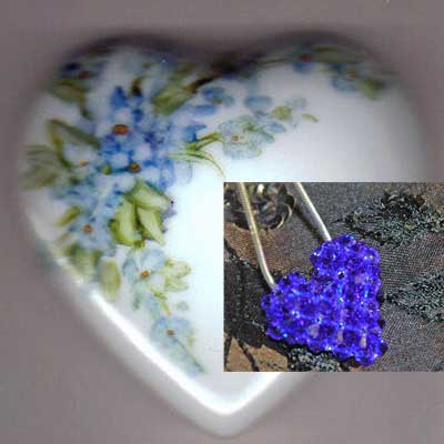 Cobalt blue 4.EVER.HEART necklace with porcelain box by jewelry and porcelain artist, Bonny A Eberly